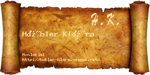 Hübler Klára névjegykártya